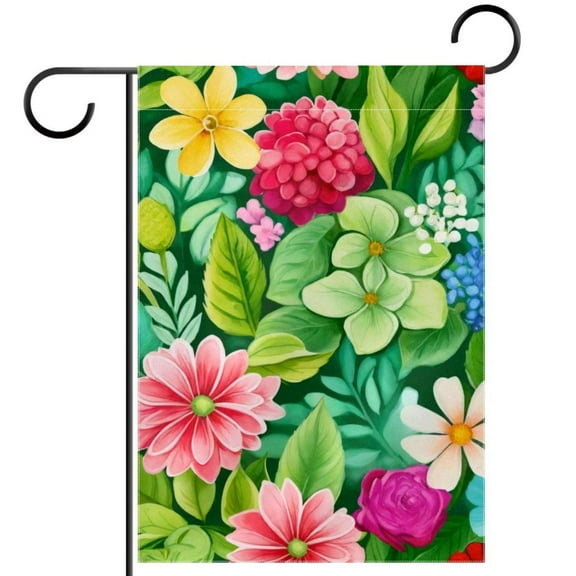 Colorful Rose Hydrangea and Daisy Flowers Garden Flag Double Sided House Flag for Outdoor Home, Personalized All Year Round Yard Decor 12 x 18 Inch