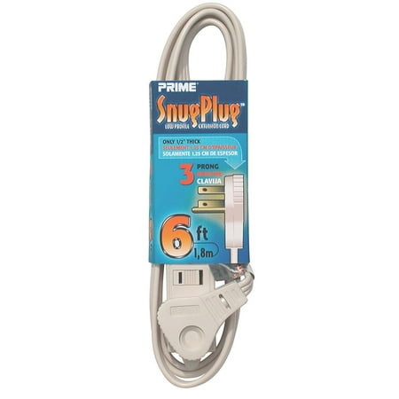 Profile Wire - Prime Wire & Cable EC940606 6-Foot 16/3 SPT-2 3-Outlet Cord, Almond, Flat profile reduces wire damage and allows furniture and appliances to be tight.., By Prime Wire Cable