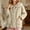 Beige, variant on Fuzzy Fleece Cardigan Jacket for Women Button Down with Lace Trim Peter Pan Collar Warm Winter Loungewear Cozy Casual Sleepwear Top with Pockets XL