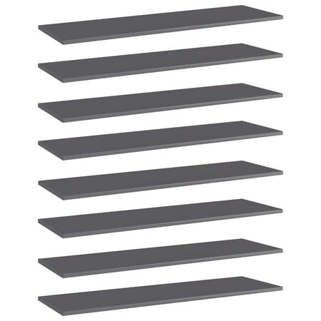 

WONISOLI Bookshelf Boards 8 pcs High Gloss Gray 39.4 x11.8 x0.6 Chipboard