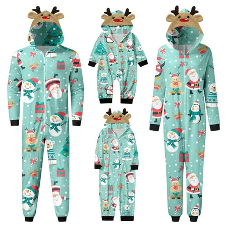 

Xmas Plus Size Kids Candle Sleepwear Pjs for Couples Christmas Cookies Reindeer Snowman Candy Girls Boys Family Long Sleeve Onesie One Piece Cartoon with Hood Soft Mommy and Me Comfy