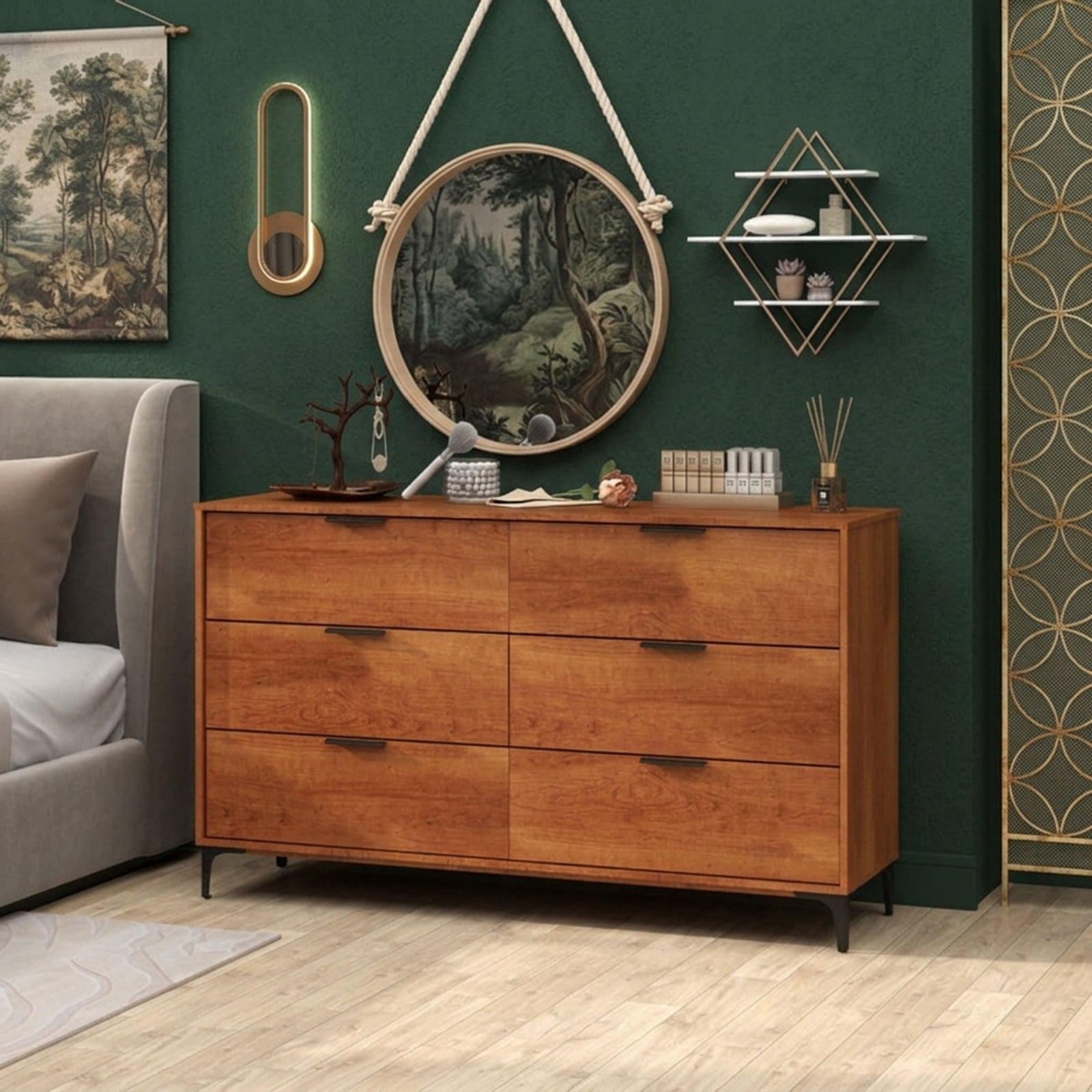 Furnibear 6 Drawer Dresser with Interlock System for Bedroom and Living Room Storage