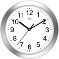 thumbnail image 1 of Reloj de pared HITO Silent con tapa de cristal de 10 pulgadas y aluminio plateado, 1 of 8