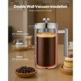 thumbnail image 2 of KFFKFF French Press Coffee Maker, 34 Ounce 1 Liter Stainless Steel Coffee Press Tea Maker with Filter, Large Double Wall Insulated French Presses Cold Brew, 2 of 9