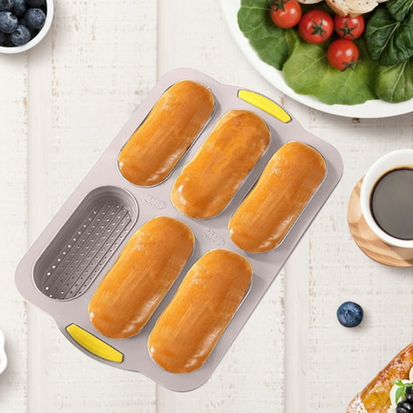 XYAIYT Premium Silicone Bread Molds Set of 6 Nonstick Baking Pans for Suit Hot Dog Buns and Breads Stable Baking Tools for Home Bakers(White)