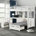 thumbnail image 3 of Furniture of America Averly Modern Solid Wood Twin Loft Bed with Movable Bookcase, White, 3 of 9