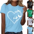 thumbnail image 2 of Fengactive Womens Crewneck Short Sleeved Heart Graphic Shirts Summer T-Shirts Casual Cute Loose Fit Tee, 2 of 4