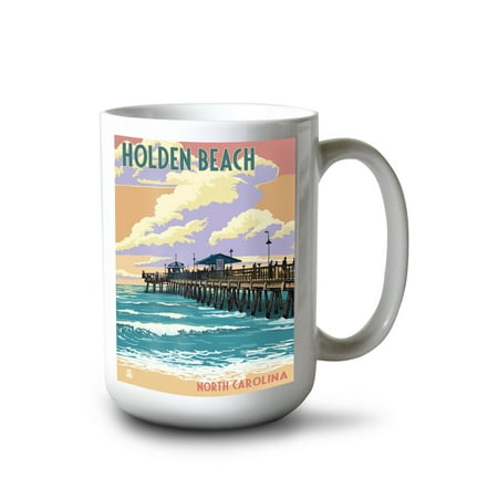 

15 fl oz Ceramic Mug Holden Beach North Carolina Fishing Pier Dishwasher & Microwave Safe