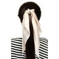 thumbnail image 2 of Pack of 2 Knotted Bow Hair Scrunchies Elastic Hair Scarf Black Hair Ties Bands Satin Hair Ribbon Scrunchy Red Ponytail Holder for Women and Girls (Beige), 2 of 16