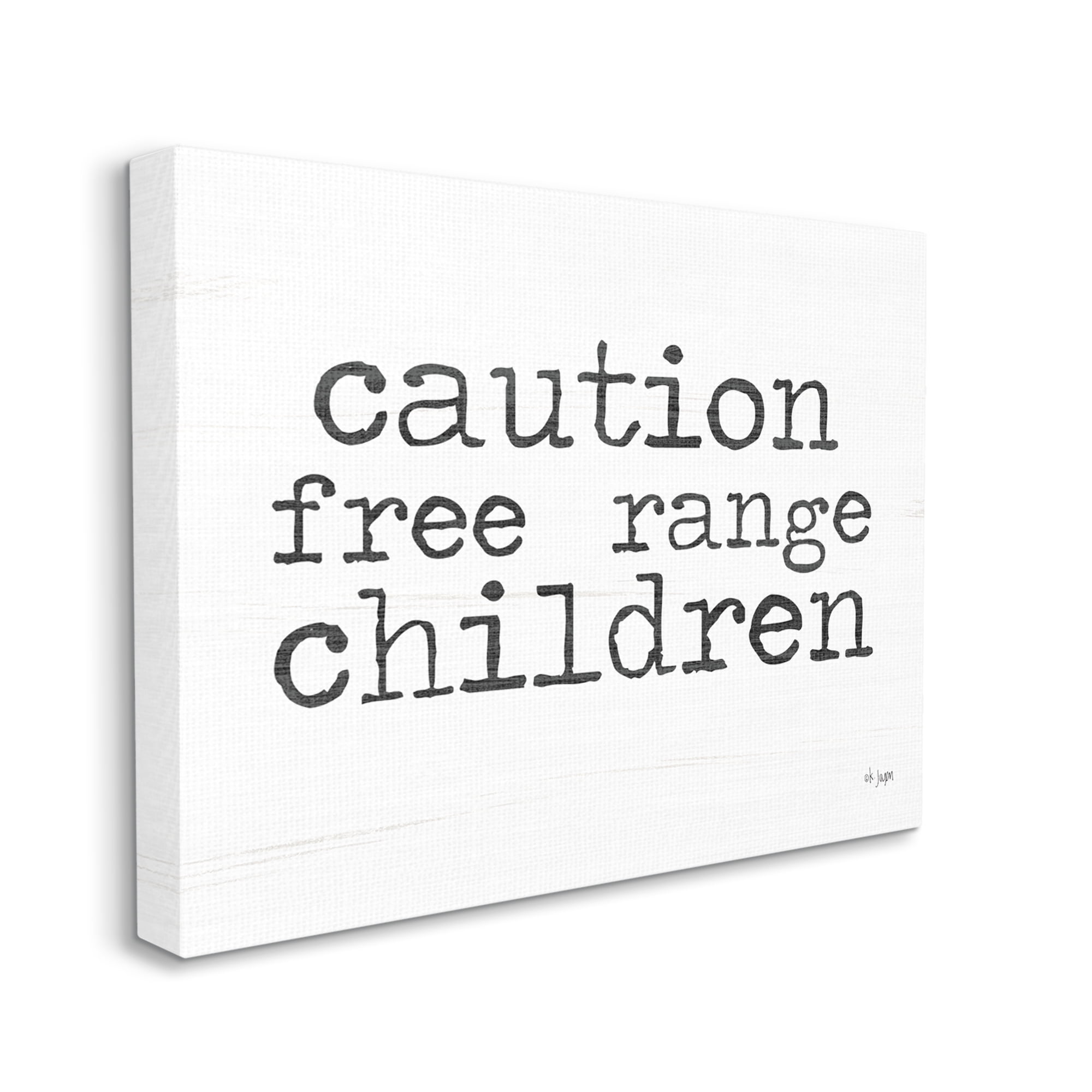 Stupell Industries Free Range Children Phrase Typography Painting Gallery Wrapped Canvas Print Wall Art, 48 x 36