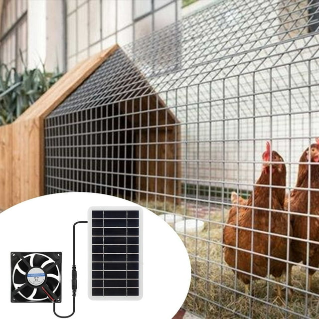 Dvkptbk Ventilateur Portable 2 W 5 V à Panneau Solaire pour Extérieur et Cour, Ventilateur d'Extraction Solaire pour Animaux de Compagnie, Ventilateur Solaire pour Poulet et Chien, Petit Ventilateur Solaire, Interface de Sortie Dc5521, Panneau Solaire pour Camping et Randonnée