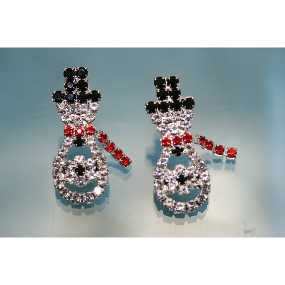 Rhinestone Christmas Snowman Earring, Christmas Stud Earring, Holiday Jewelry