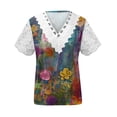 thumbnail image 3 of Cloaraye Womens Summer Tops Lace V Neck Short Sleeve Shirts Casual Loose Boho Floral Print T Shirts, Gifts for Women, 3 of 4