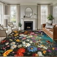 thumbnail image 2 of 8x10 Area Rugs, Spring Floral Non-Skid Rubber Backing Large Rectangle Rugs - Living Room Bedroom Home Office, Colorful Daisy Summer Botanical Butterfly Indoor Floor Mat Carpets Washable Rug, 2 of 9