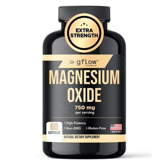 Gflow Vitamins Magnesium Oxide Supplement | Muscle and bones support | Great Magnesium for sleep | Made in the USA