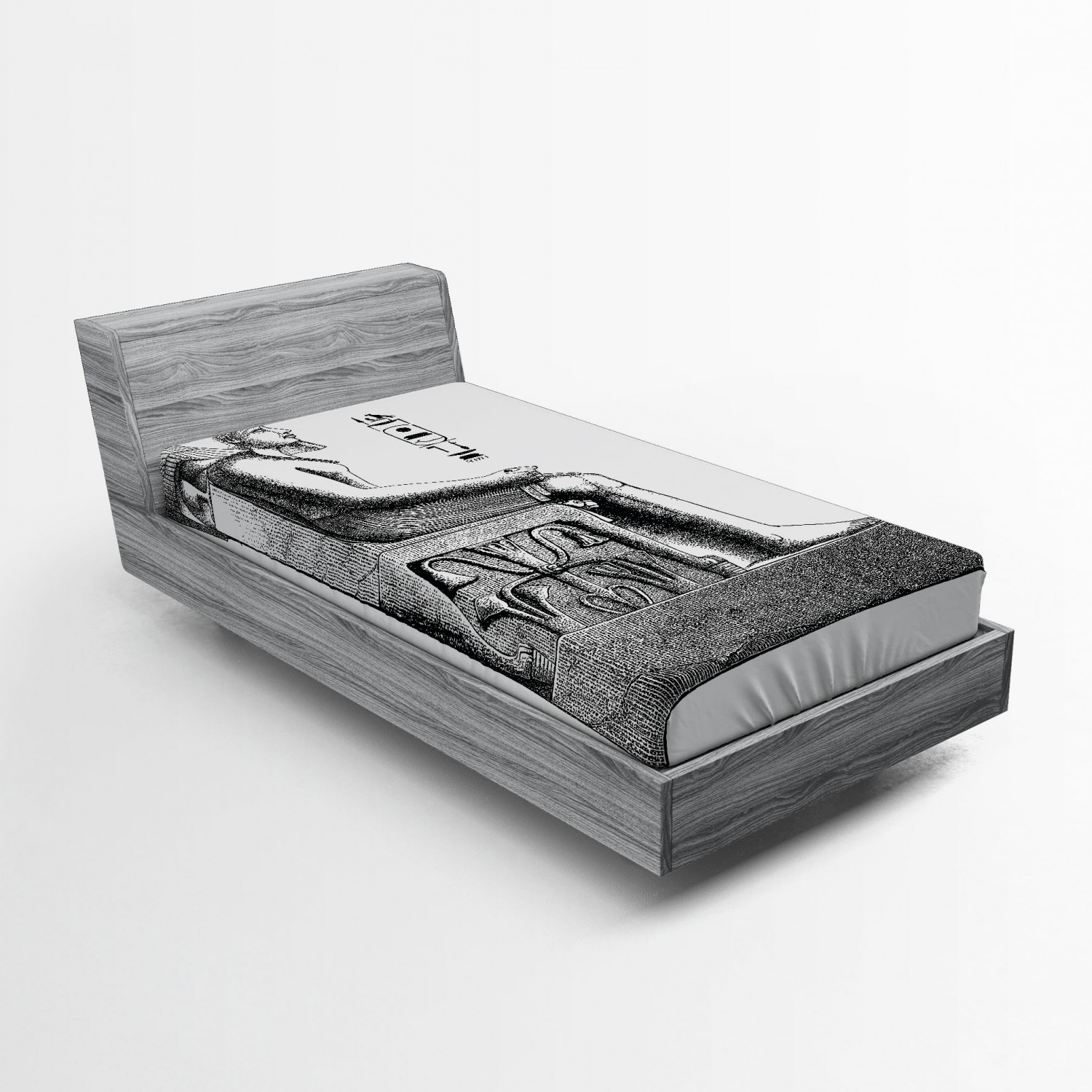 Egyptian Fitted Sheet, Antique Era Egypt Pharaoh King Pose with a Bird