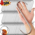 thumbnail image 2 of 10/30PCS Stainless Steel S Hooks with Sharp Tip Kitchen Meat Hanger Hanging Hooks Butcher Shop BBQ Hook Kitchen Baking Gadgets, 2 of 10