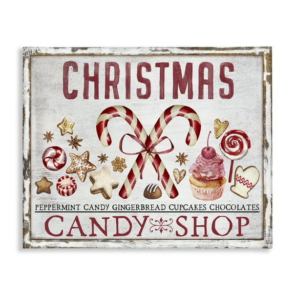 Stupell Industries Candy Shop Christmas Holiday Painting Gallery Wrapped Canvas Art Prints Wall Art, 40 x 30
