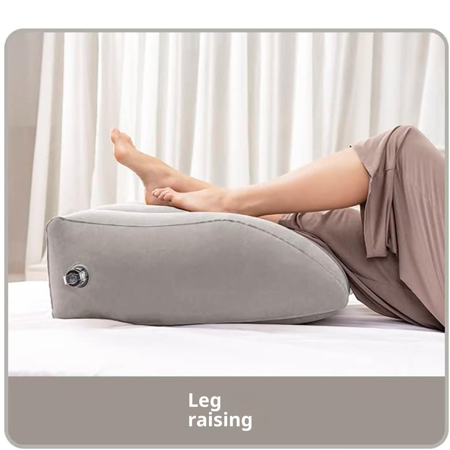 Wedge Pillow for Sleeping Inflatable Leg Elev-ation Pillow for Swelling Knee Pillow for Legs Relax Travel Wedge Pillow for Legs Foot Ankle Knee and Lower Back Pain Support(Grey+Grey storage bag)