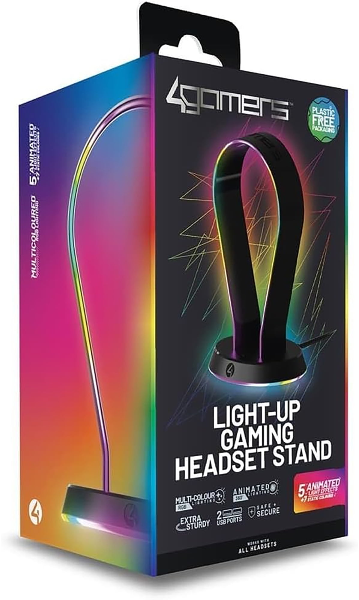 PC Accessory:  4Gamers LED Light Up Headset Stand - Black:  Compatible with PC, PS5, Xbox X|S
