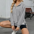 thumbnail image 5 of Kaemgyyd Women's Half Zip Sweatshirt Stylish Side Slit Oversized Hoodies Causal Sports Gym Workout Long Sleeve Pullover Fall Tops, 5 of 7