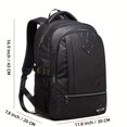 thumbnail image 2 of 1pc Simple Balck Backpack, Men's Students Schoolbag, Multi-layer Design Double Shoulder Bag With Large Capacity, Business Computer Bag Fits 16 Inch Laptop, Casual Travel Bag, 2 of 5