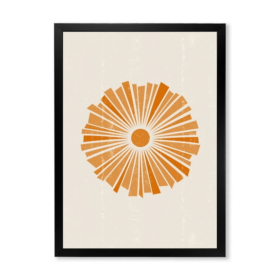 Designart 'Orange Radiant Sun I' Modern Framed Art Print