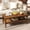 Brown, variant on Coffee Table with Storage Shelf, Farmhouse 2-Tier Solid Wood Coffee Table with Turned Legs & Wave Edge Shelf for Living Room, Antique Black