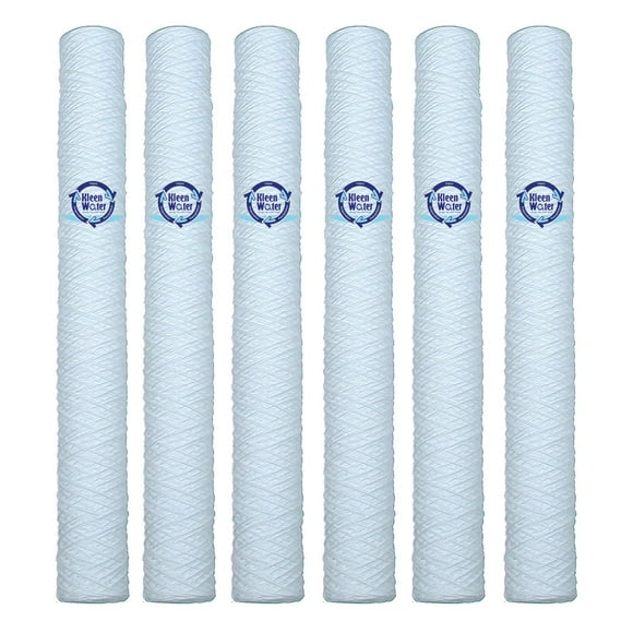 KleenWater String Wound Water Filter Cartridges, 2.5 x 20 Inch, 5 Micron, Made in USA, Pack of 6