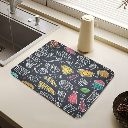 

The Pattern Of Coffee Dessert Drying Mat Diatomaceous Earth Super Absorbent Non-slip Rubber Sole Heat Resistant 230 Degrees Fahrenheit 15.7×11.8in