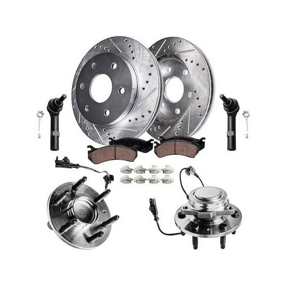 Front Brake Pad and Rotor and Wheel Hub Kit - Compatible with 2007 - 2013 Chevy Silverado 1500 2008 2009 2010 2011 2012