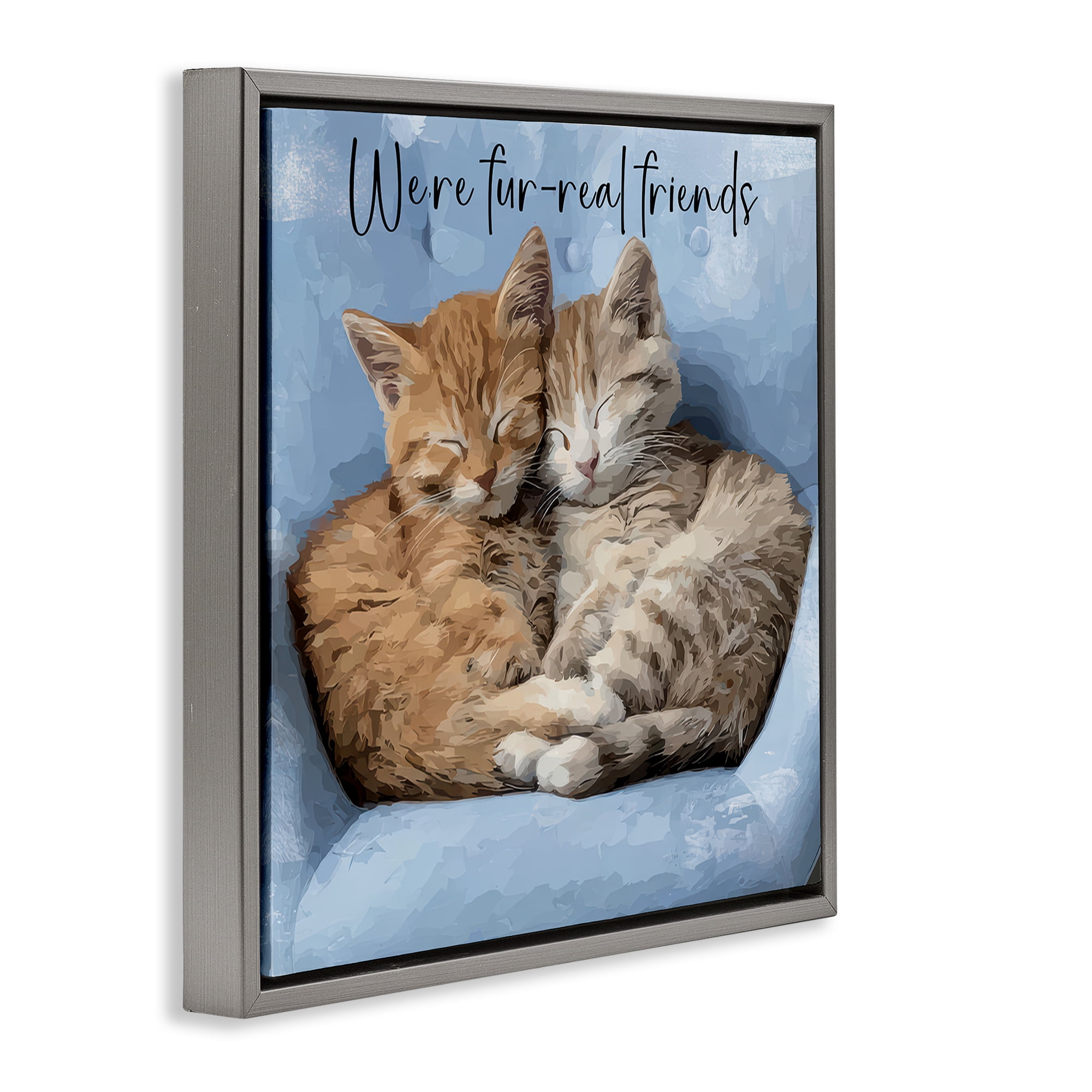 Stupell Industries We're Fur-Real Friends Gray Framed Floater Canvas Wall Art, design by Kim Curinga