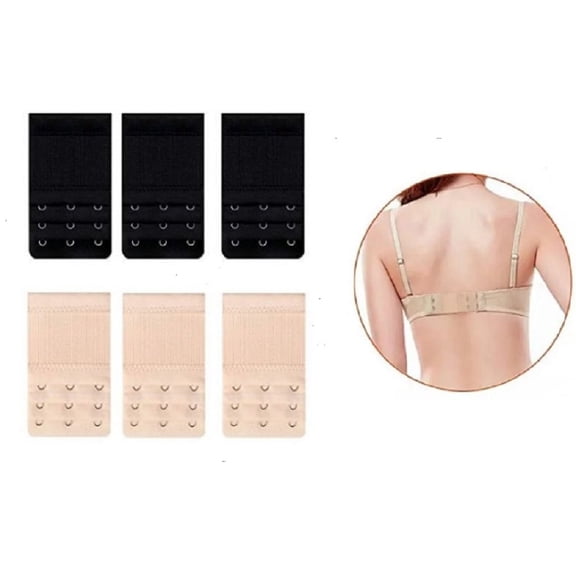 Bra Buckle Extenders 6 Pack, Adjustable 3 Hook Bra Extenders for Comfortable Fit, Bra Strap Extension for Underwear and Lingerie TIKA