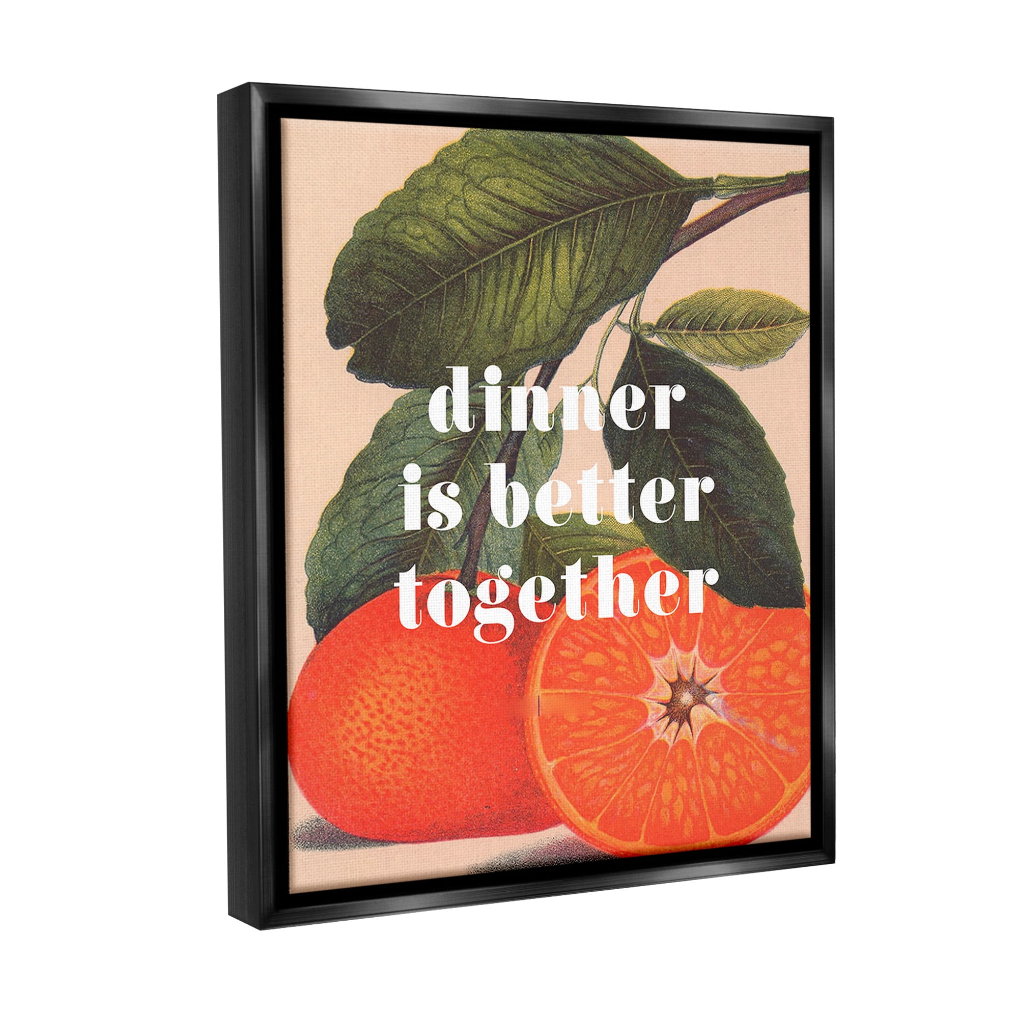 Stupell Industries Dinner Better Together Food & Beverage Painting Black Floater Framed Canvas Art Print Wall Art, 17 x 21