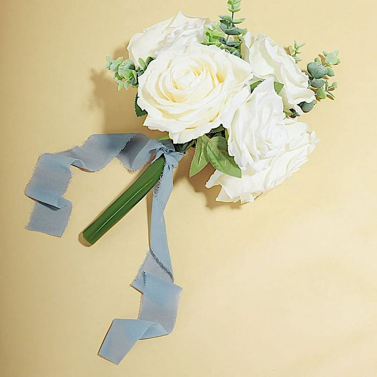 GWHOLE 6 Rolls 36 Yards Chiffon Ribbon Ivory White Ribbon Fringe Handmade  for Wedding Invitations Bridal Shower Bouquets Decorations, Gifts Wrapping