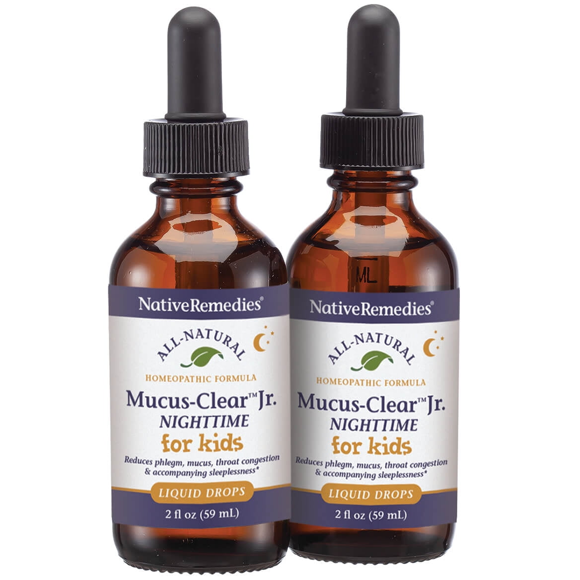 Native Remedies Mucus-Clear Jr. Nighttime - Kids Cold Aid - Natural Nighttime Cough & Cold Liquid Relief for Children, Nasal Decongestant, Sore Throat