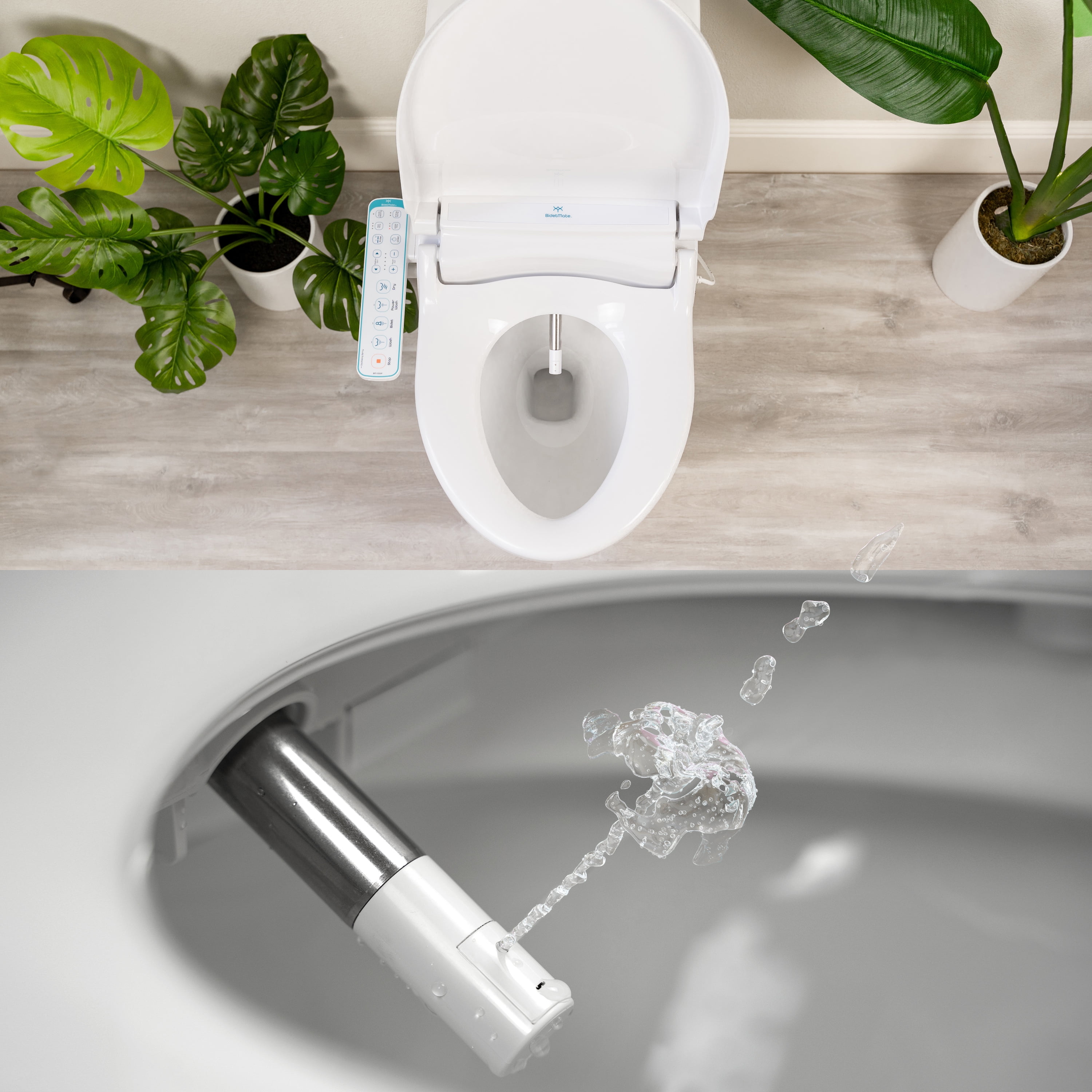 BidetMate 1000 Series Japanese Toilet Seat with Heated Bidet & Control Panel, Elongated