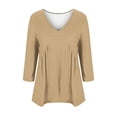 thumbnail image 3 of ZyeKqe Summer Tops for Women Loose Caual Deep V Neck 3/4 Length Sleeve Blouses Oversized Tee Shirts, 3 of 5