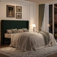 thumbnail image 2 of Amolife King Size Platform Bed Frame with Velvet Upholstered Wingback Headboard, Green, 2 of 13