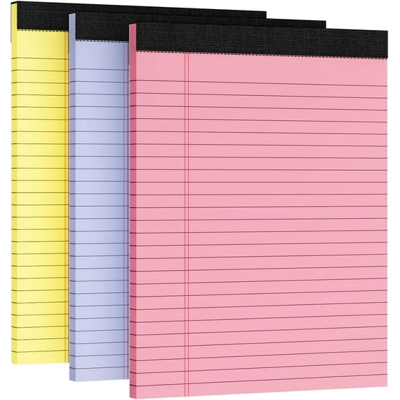 UniVerse 3pcs Legal Pads 8.5 x11,Notepads 8.5x11 Inch, Color Note Pads Clear Print Writing Pads of Paper, Memo Pads , Perforate Legal Notepads Paper , Wide Ruled Lined with Sturdy Back,30 Sheets/Pack