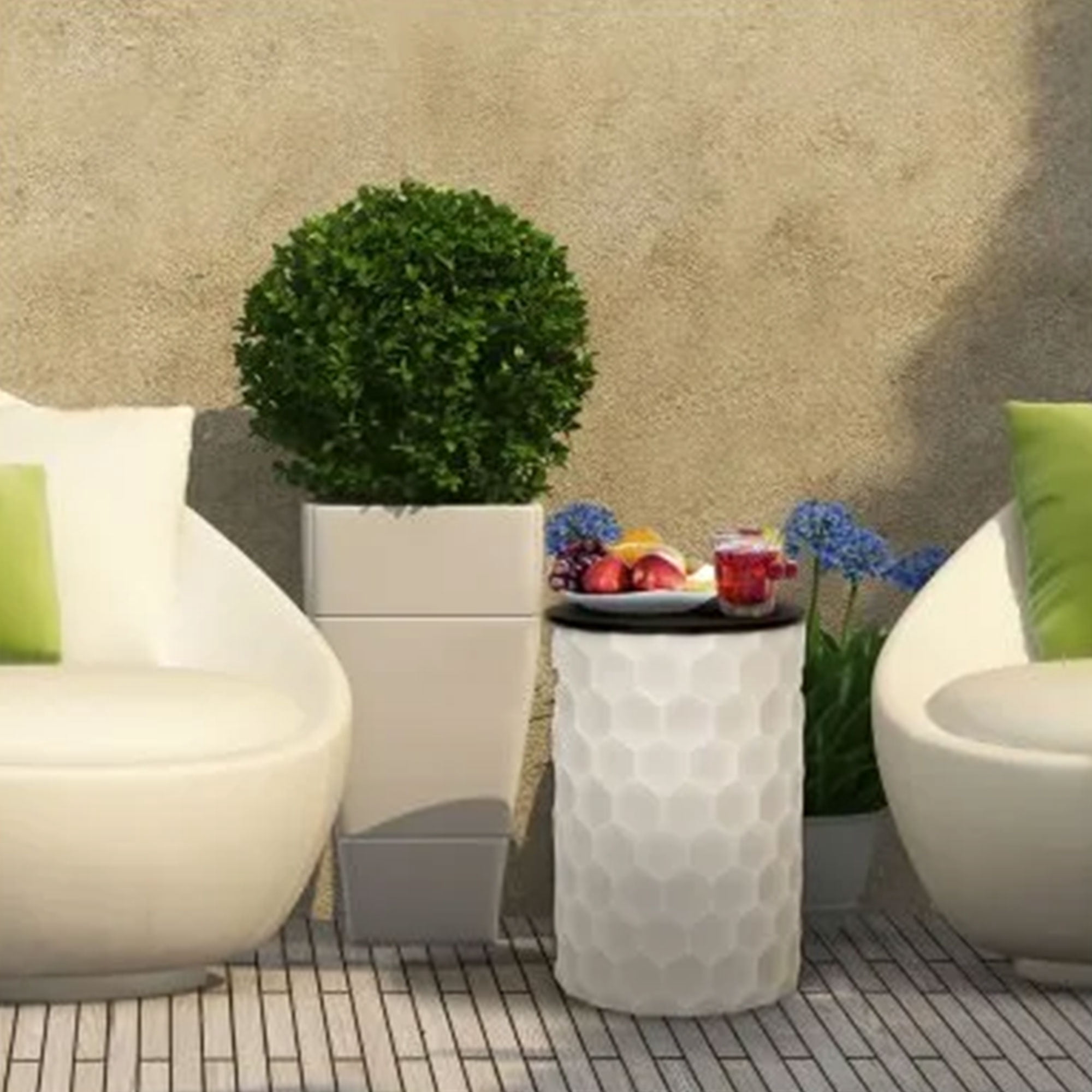 Four Seasons Courtyard Outdoor Gas Fire Pit with Honeycomb Stone Pattern