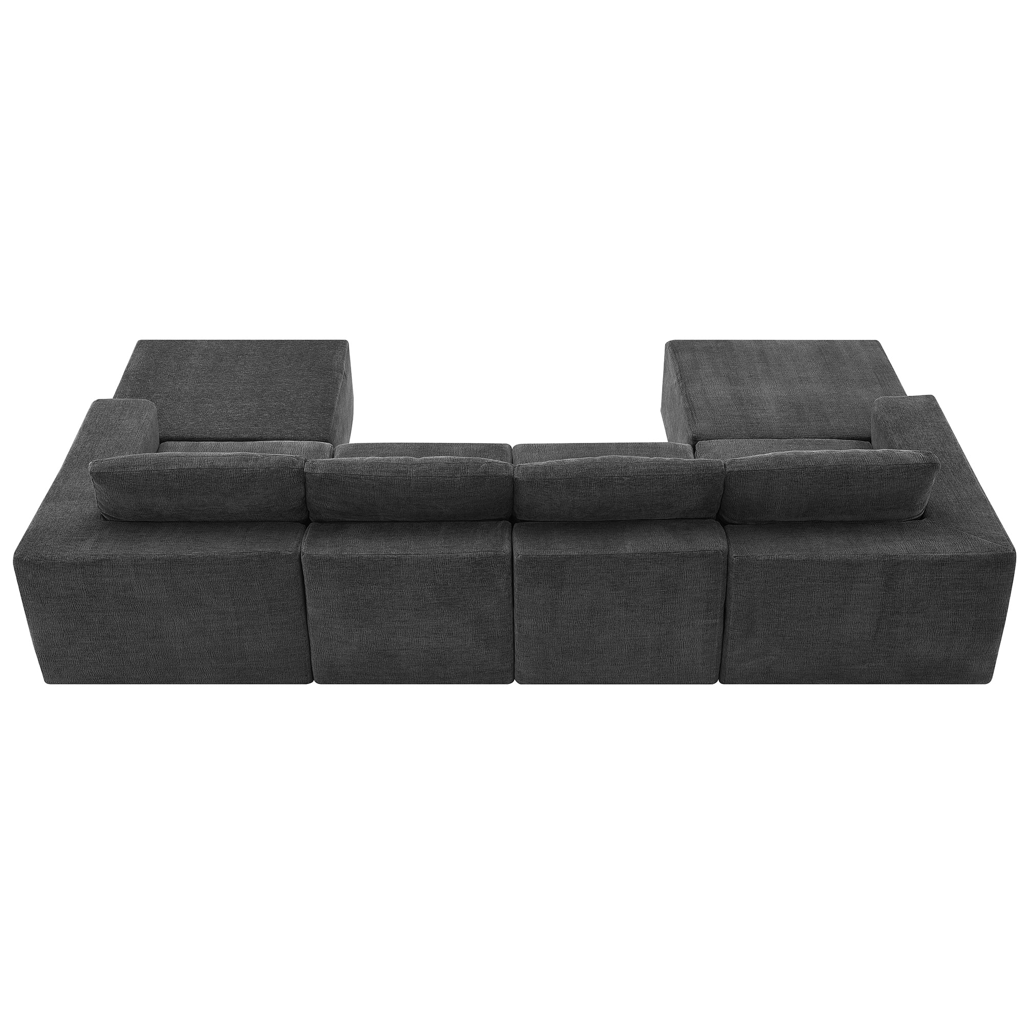 MAYEERTY 110x72" Modular U-Shaped Sectional Sofa - Luxury Chenille Floor Couch with Ottomans/Deep Seat, No Assembly for Living Room/Bedroom, 3 Colors