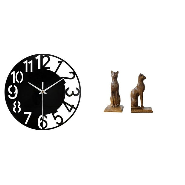 Reloj de pared grande,Reloj de pared acrílico silencioso y moderno,Reloj de pared grande para oficina,silencioso,fácil de leer y sencillo.,Figura de mesa,Sujetalibros con forma de gato para