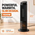 thumbnail image 2 of 23" Space Heater for Indoor Use, 1500W Fast Heating Oscillating Tower Ceramic Electric Heater with 7-Color Light, Thermostat, 12H Timer, Remote Control & Overheat Protection for Bedroom, Office, 2 of 7