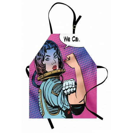 

Comics Apron Retro 50s 40s Comics Magazine Woman Figure with Woman Rights Idol Image Artwork Unisex Kitchen Bib Apron with Adjustable Neck for Cooking Baking Gardening Multicolor by Ambesonne