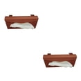 thumbnail image 3 of Toystoory Caja de almacenamiento de pañuelos para parasol de coche, caja de decoración Universal, organizador, servilletero, impermeable, Portada/Marrón 2Conjunto, 3 of 6