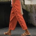 thumbnail image 1 of Jsaierl Womens Harem Pants Drawstring Elastic Waisted Lounge Vacation Pants Solid Color Side Button Lightweight Trouser with Pockets, 1 of 8