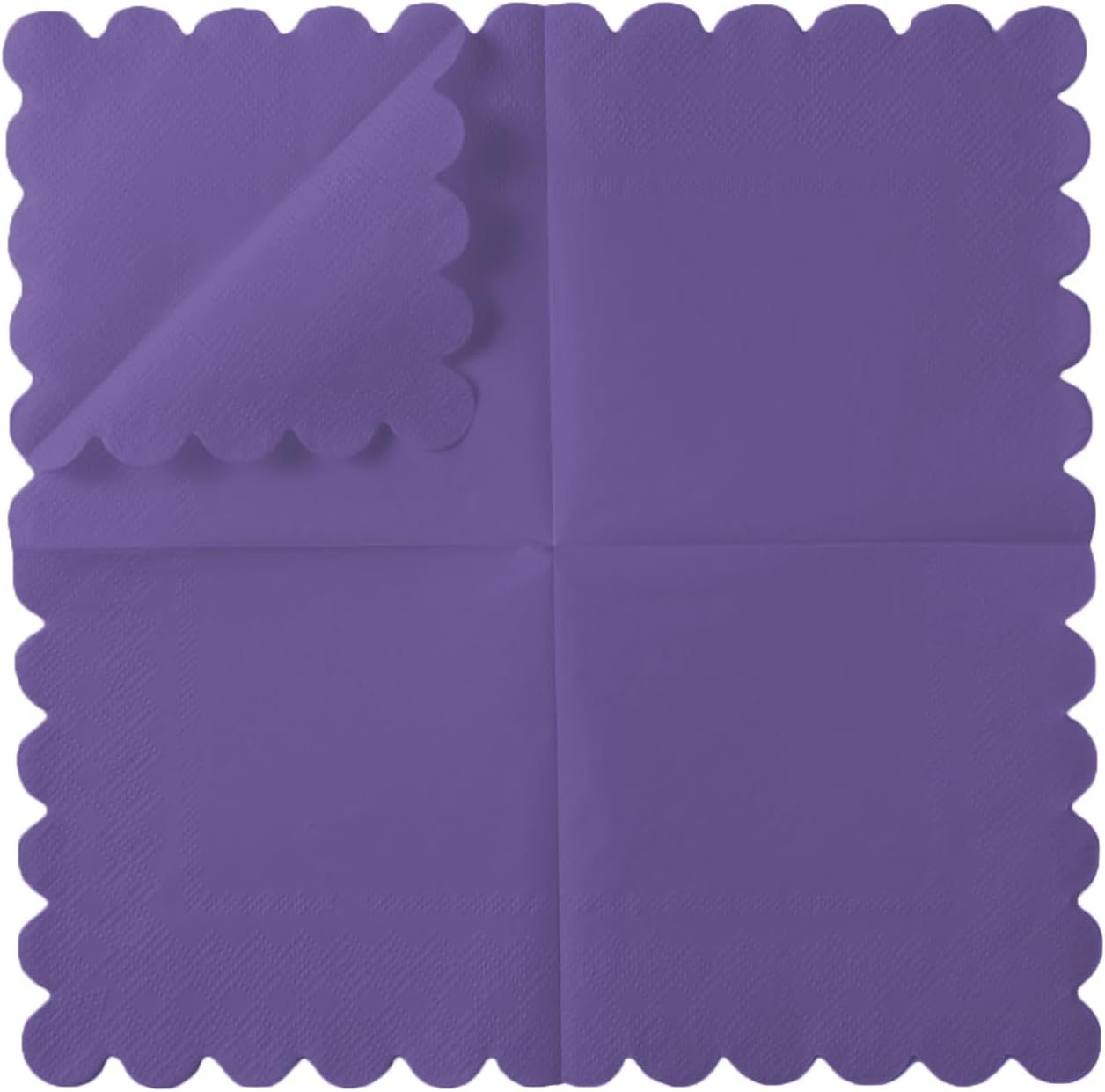 200 Pack Cocktail Napkin 2-Ply Scalloped Edged Dessert Napkins Folded 5 x 5 Inches Disposable Napkins for Dinner Wedding Birthday Party Bridal Anniversary Reception Event (Dark Purple)
