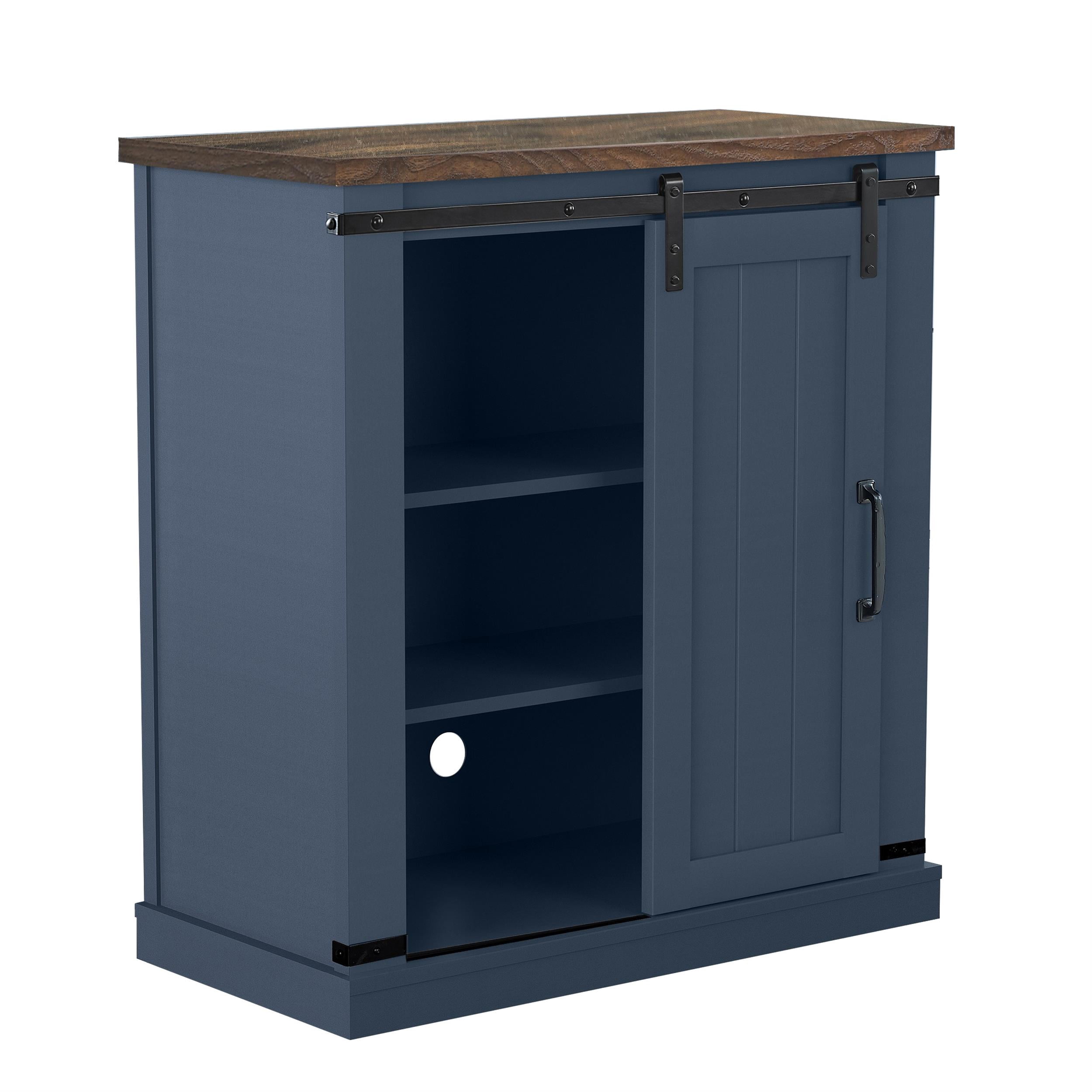 32" Compact TV Stand for 40" TVs w/ Barn Door Design - Navy