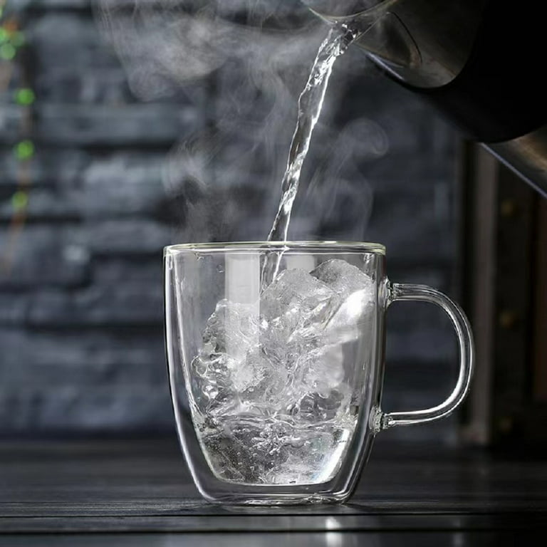 ELIXIR GLASSWARE Large Double Wall Coffee Mug 16 oz - Double  Wall Glass 1 pack - Insulated Coffee Mug with Handle (16 oz): Wine Glasses